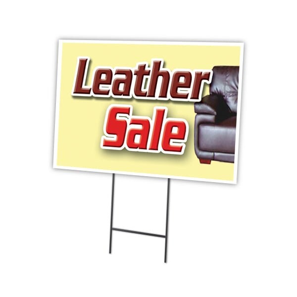 Signmission Leather Sale Yard Sign & Stake outdoor plastic coroplast window, C-1216-DS-Leather Sale C-1216-DS-Leather Sale - main